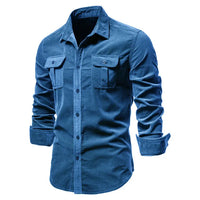 Herren Stilvoll Langarmhemd | Formelle in Blau