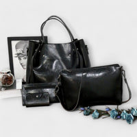 Brava - 4-teiliges Vintage-Taschen-Set in Schwarz