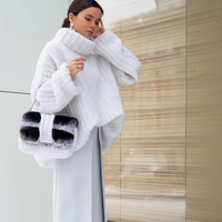 Oversize Strick Rollkragenpullover in Weiß