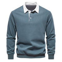 Pullover Herren Langarm Polo | Klassischer Kragen in Grün