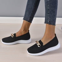 Zeta - Atmungsaktive Slip-On-Loafer aus Mesh für Damen mit Kettendekor | Leichte, lässige Slip-On-Loafer für Damen in Schwarz