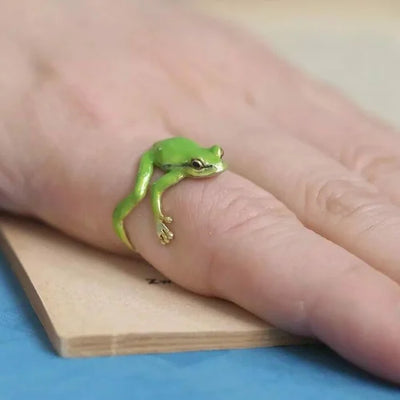 FrogGlam - Eleganter Baumpfauenring und Ohrringe