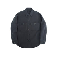 Herren Overshirt aus Wollmix mit überschnittener Schulter und aufgesetzten Brusttaschen Nord Taschen in Graublau