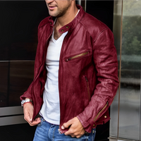 River Biker Lederjacke für Männer in Rot