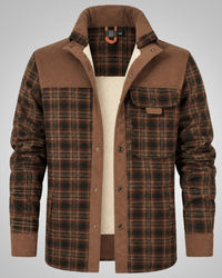 David | Herren Klassisches Karomuster Jacke mit Knöpfen in Braun