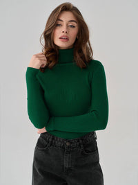 Klassischer Rollkragenpullover für Damen | Lässig in Tintengrün