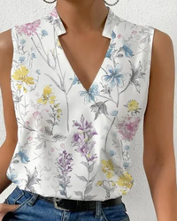 Damen Lässiges V-Ausschnitt Top | Sommer Tops Damen in Blumen 2