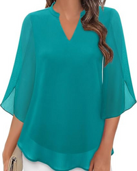 Damen Elegante Luftige Bluse | Vielseitig in Blaugrün