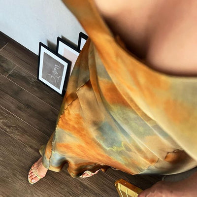 Bianca - Maxikleid mit Batik-Aquarell-Effekt | Cocktailkleid mit schmalen Trägern