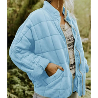 Damen Warme Reißverschluss Jacke in Hellblau
