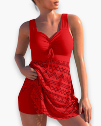 Damen Elegantes Gepolstertes Tankini-Set | Strandmode in Rot