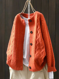 Lorenza | Kabelstrick Cardigan in Orange