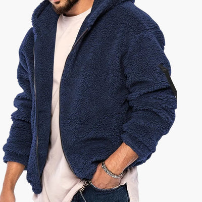 Herren Teddy jacke mit Reißverschluss und langen Ärmeln