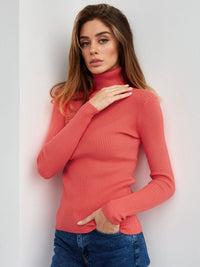 Klassischer Rollkragenpullover für Damen | Lässig in Wassermelonenrot