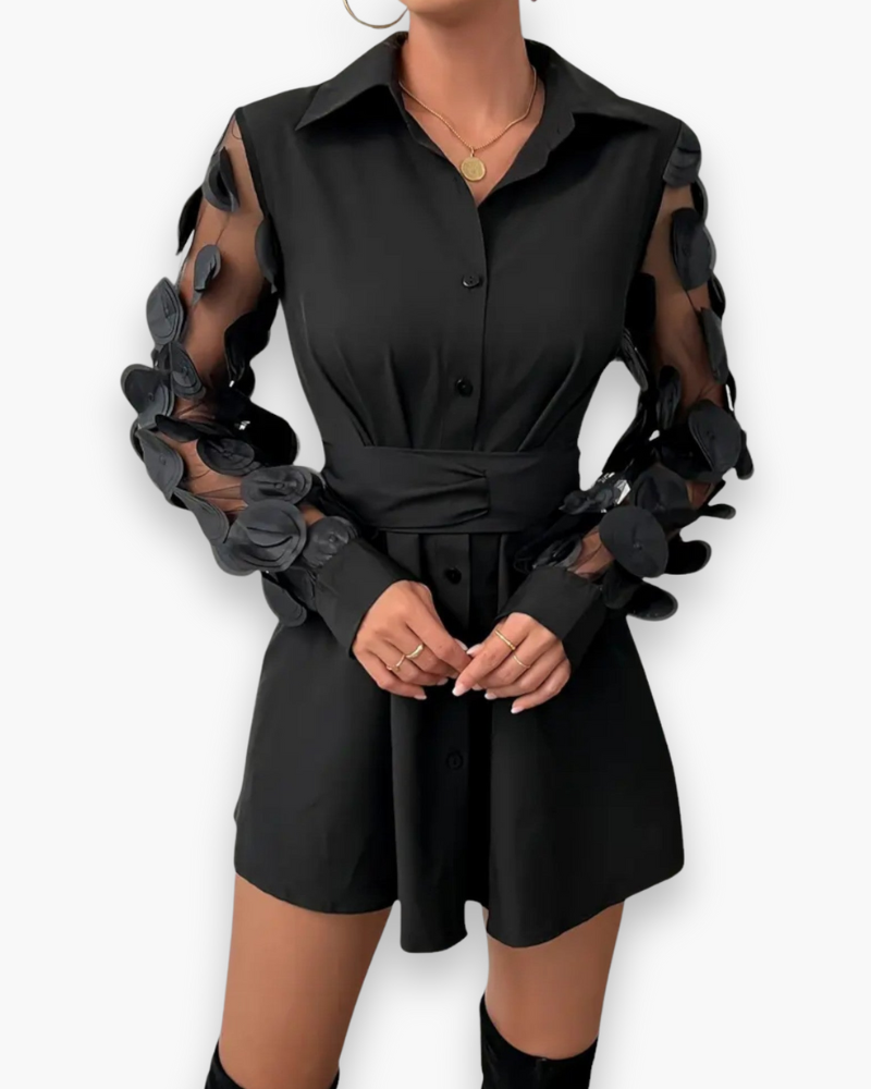 Damen Elegantes Festliches Kleid mit Schleife | Mini