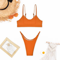 Rita | Hochgeschnittener Sommerbikini in Orange