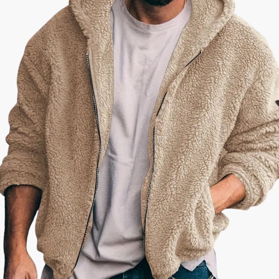 Herren Teddy jacke mit Reißverschluss und langen Ärmeln