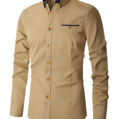 LEAND| Herren Stretch-Hemd mit Langarm – Glatt & Knitterfrei