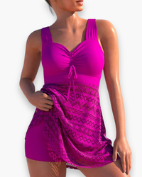 Damen Elegantes Gepolstertes Tankini-Set | Strandmode in Fuchsia