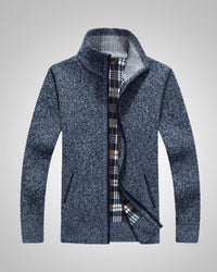 Wolfgang | Herren Bequem Fleece Strickjacke in Marineblau