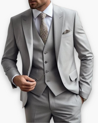 Herren Anzug 3-teilig Slim Fit | Klassisch & Elegant für Hochzeitsgäste in Hellgrau