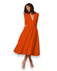 Damen Elegantes Festliches Kleid | Ärmellos Maxi in Orange