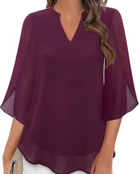 Damen Elegante Luftige Bluse | Vielseitig in Burgund