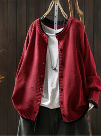 Aileen | Strickjacke mit Struktur in Rot