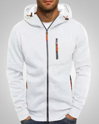 Andrew | Herren Legerer Taschen Zip-Hoodie in Weiß