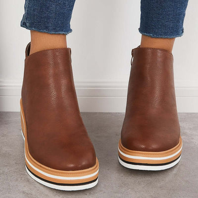 Trendige Damen Stiefeletten mit Reißverschluss und Plateau - Alessia