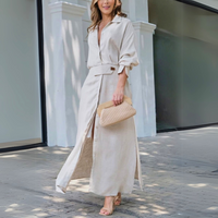 Patricia | Damen Elegantes Knöpfen Maxikleid in Weiß