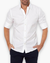 Herren Modisches Zip Fit Hemd | Elegant in Weiß