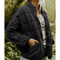 Damen Warme Reißverschluss Jacke in Schwarz