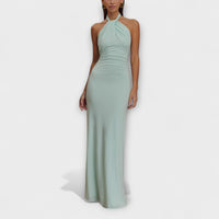 Elyna - Slinky Halter Maxi Kleid in Mint