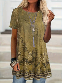 Abhishani - T-Shirt Mit Blumenmuster Und Lockerer Passform in Gelb