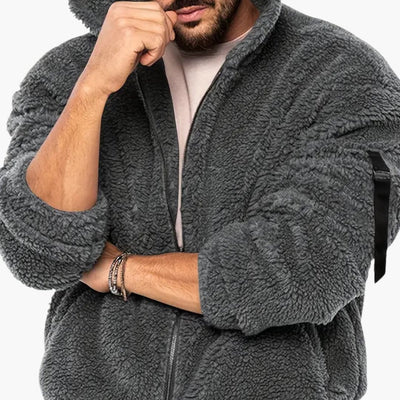 Herren Teddy jacke mit Reißverschluss und langen Ärmeln