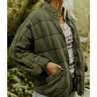 Damen Warme Reißverschluss Jacke in Armeegrün