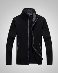 Wolfgang | Herren Bequem Fleece Strickjacke in Schwarz