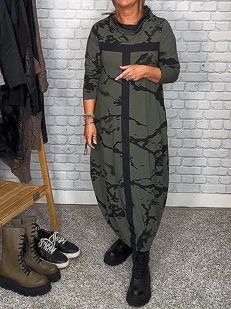 Kleid mit langen Ärmeln und Retro-Muster – Livienne