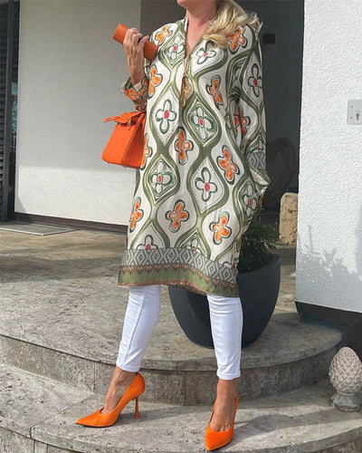 Dinah® | Lässiges Langarmkleid mit Blumendruck