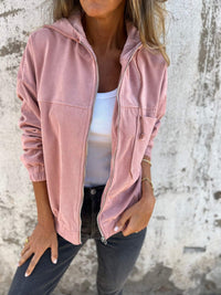 Adelaida | Lässige Kapuzenjacke mit Reißverschluss in Rosa