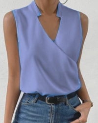 Damen Lässiges V-Ausschnitt Top | Sommer Tops Damen in Himmelblau
