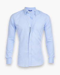 Herren Modisches Zip Fit Hemd | Elegant in Hellblau