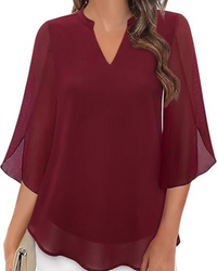 Damen Elegante Luftige Bluse | Vielseitig in Weinrot