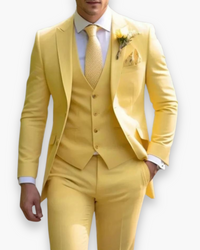 Herren Anzug 3-teilig Slim Fit | Klassisch & Elegant für Hochzeitsgäste in Gelb