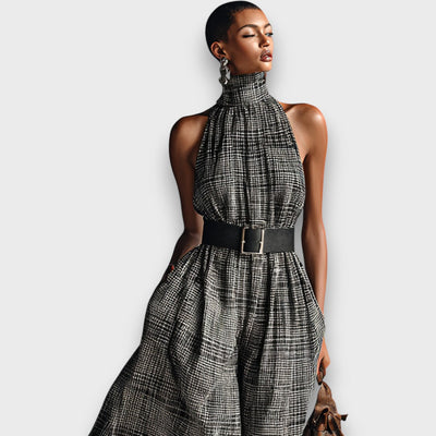 Marvella – Ärmelloses Maxikleid mit Karomuster