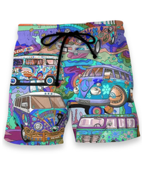 Herren Trendige Graffiti Badeshorts | Bequem und Schnell Trocknend in Blau