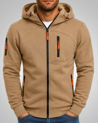 David | Herren Komfort Reißverschluss Hoodie in Khaki