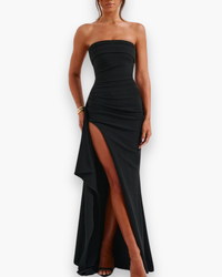 Damen Elegantes Schwarzes Maxikleid | Festlich Abendkleid in Schwarz