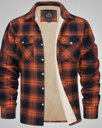 Markus | Herren Gefütterte Karierte Jacke in Orange